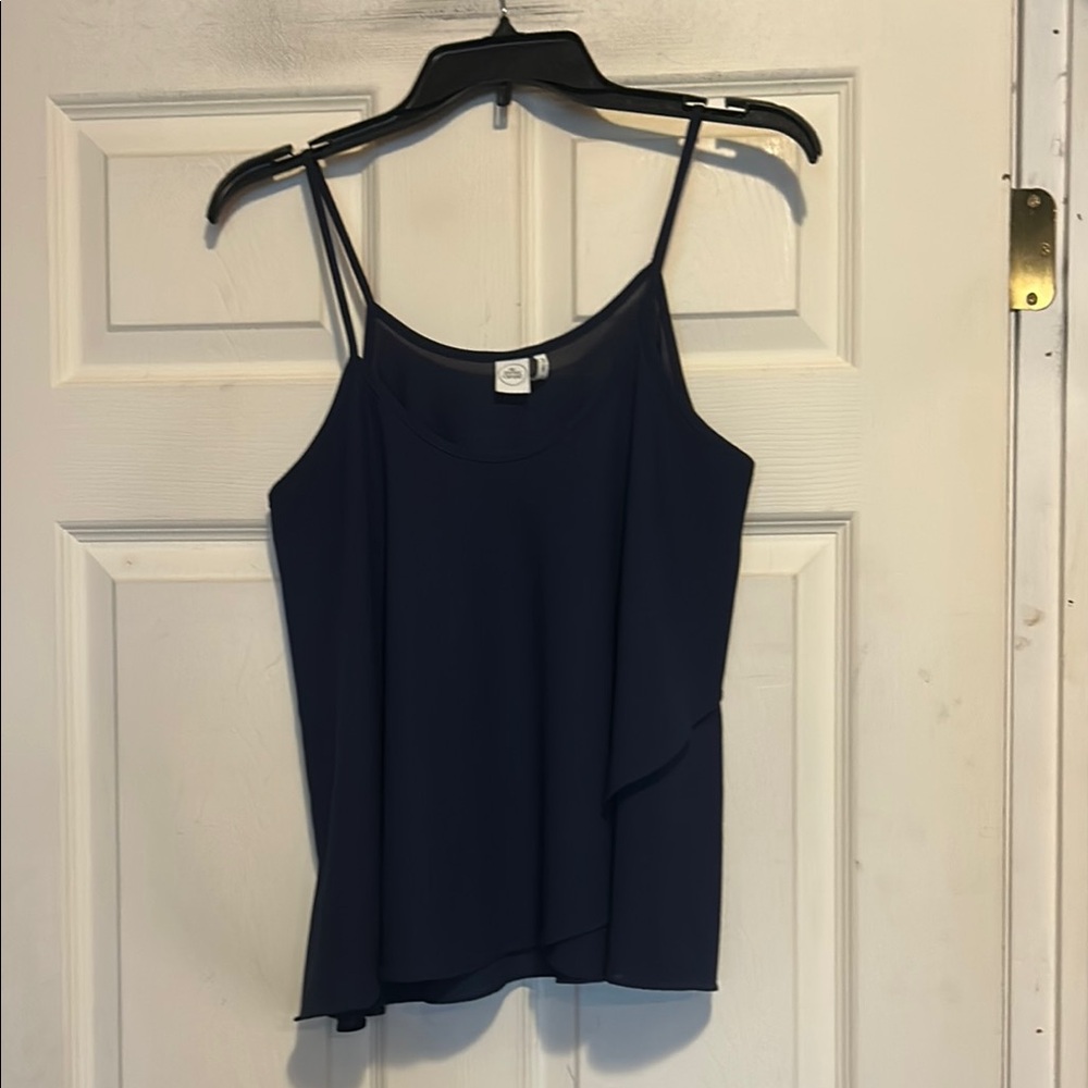Paper Crane Navy Blue Solid Layered Spaghetti Strap Cami Top Size Small
